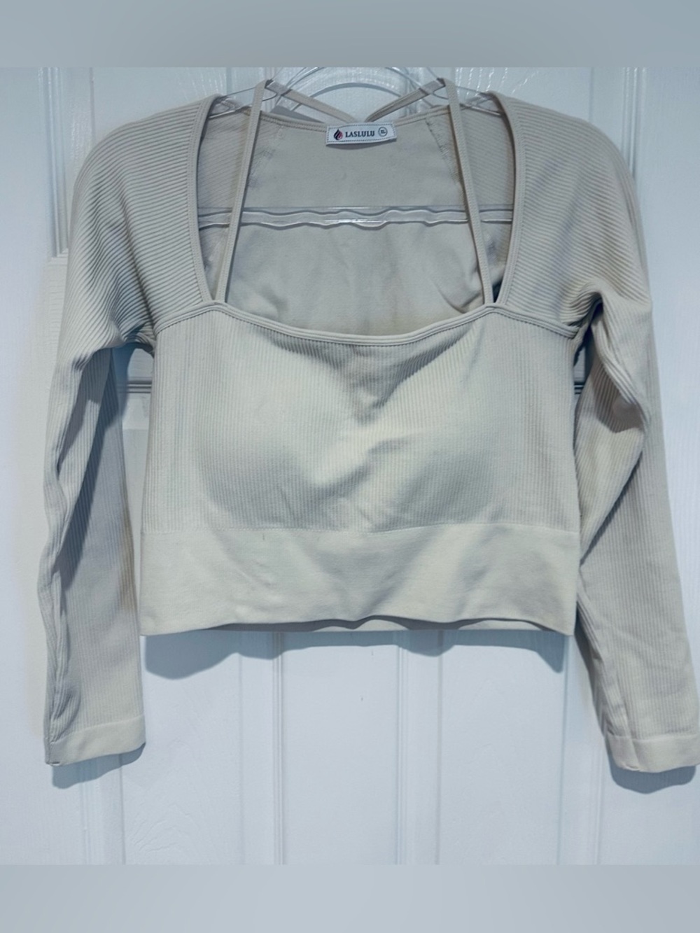 LASLULU ribbed long sleeve crop top XL